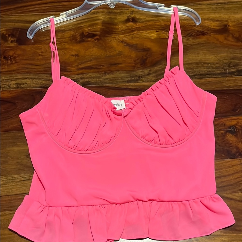 Super down Pink Ruffled Women's Top